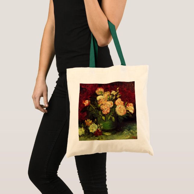 Bowl with Peonies and Roses by Vincent van Gogh Tote Bag (Front (Product))