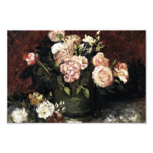 Bowl with Peonies and Roses - Gogh Photo Print