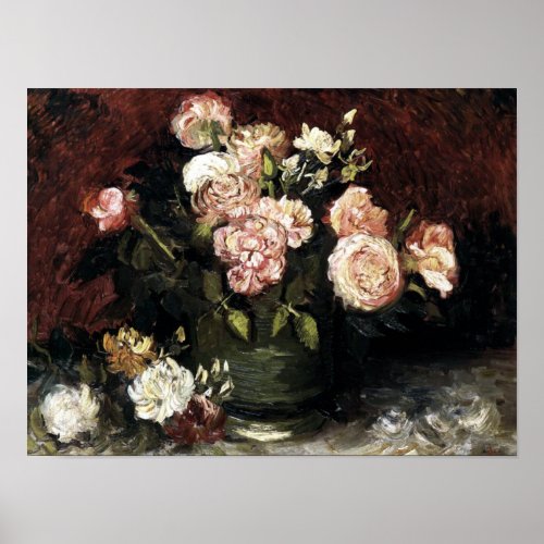 Bowl with Peonies and Roses _ Gogh Poster