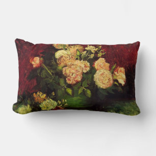 Bowl with Peonies and Roses, Vincent van Gogh Lumbar Pillow