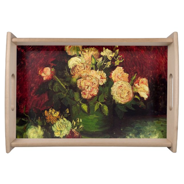Bowl with Peonies and Roses, Vincent van Gogh. Serving Tray (Front)