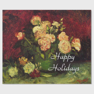 Bowl with Peonies and Roses, Vincent van Gogh. Wrapping Paper