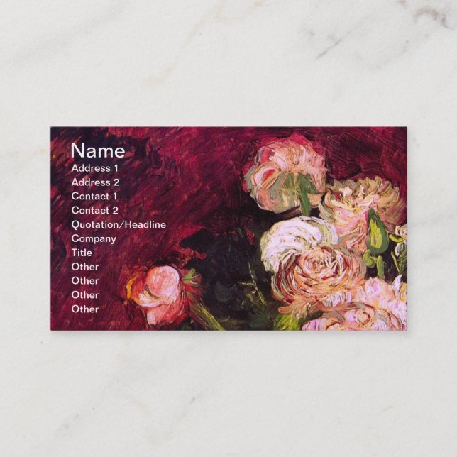 Bowl with Peonies & Roses Van Gogh Fine Art Business Card (Front)