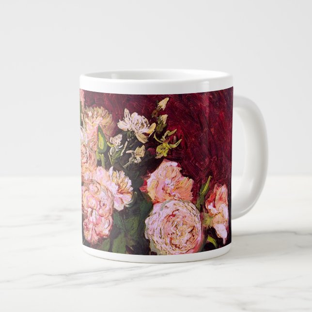 Bowl with Peonies & Roses Van Gogh Fine Art Giant Coffee Mug (Front Right)