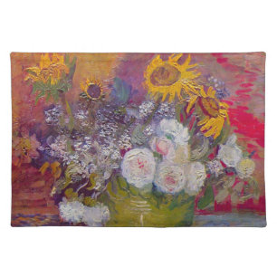 Bowl with Sunflowers and Roses by Vincent van Gogh Cloth Placemat