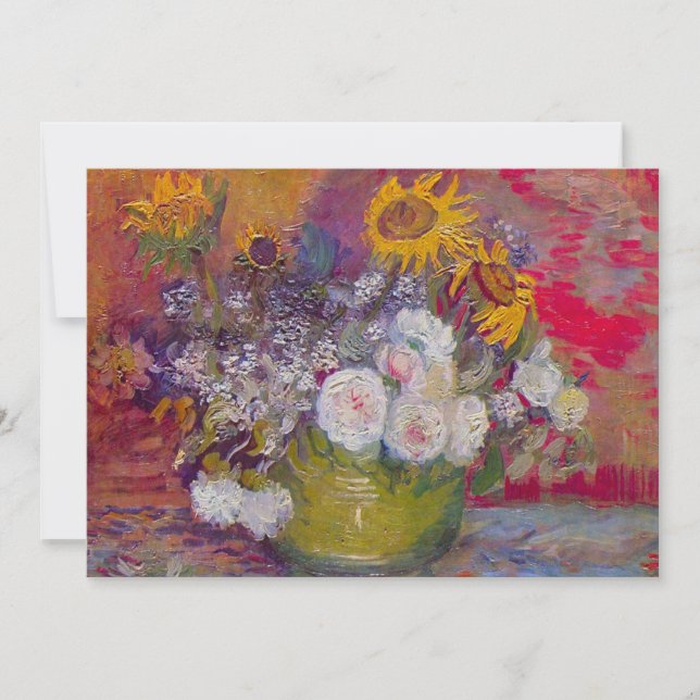 Bowl with Sunflowers and Roses by Vincent van Gogh Invitation (Front)