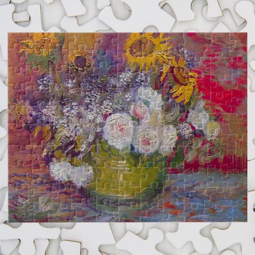 Bowl with Sunflowers and Roses by Vincent van Gogh Jigsaw Puzzle