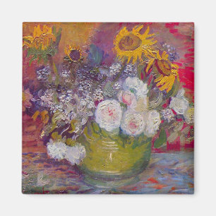 Bowl with Sunflowers and Roses by Vincent van Gogh Magnet
