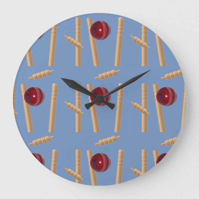 Bowled At Cricket,    Large Clock (Front)