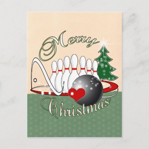 BOWLER  BOLICHES MERRY CHRISTMAS HOLIDAY POSTCARD