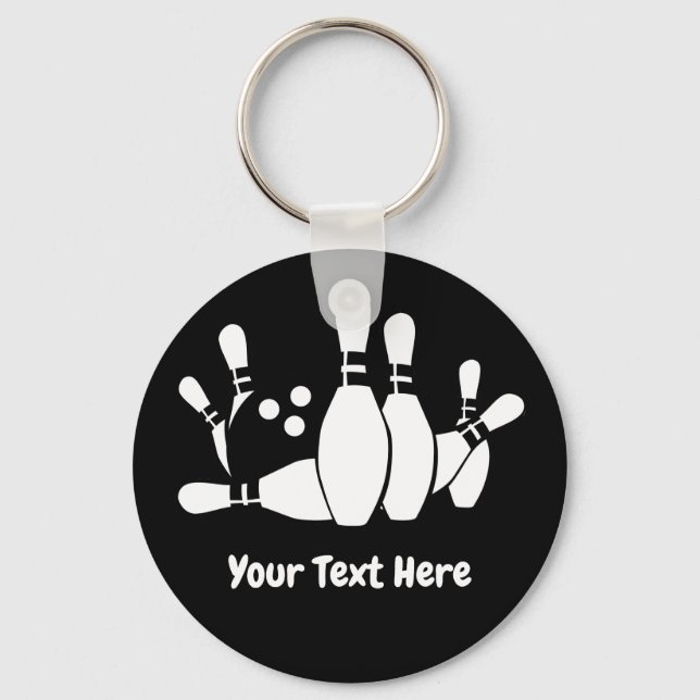 Bowler Bowling Ball Pins Custom Keychain (Front)