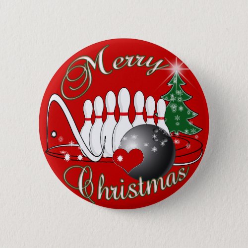 BOWLER  BOWLING MERRY CHRISTMAS BUTTON