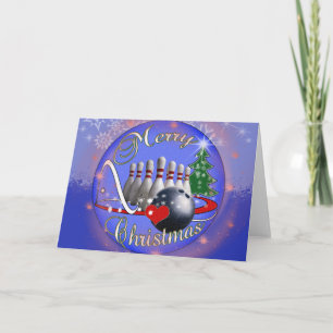 BOWLER / BOWLING MERRY CHRISTMAS HOLIDAY CARD