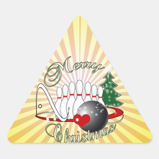 BOWLER / BOWLING MERRY CHRISTMAS TRIANGLE STICKER (Front)