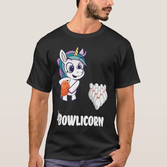Bowler Bowling Unicorn Strike Bowling Pin Bowling  T-Shirt (Front)