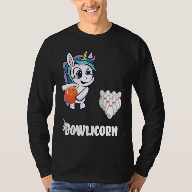 Bowler Bowling Unicorn Strike Bowling Pin Bowling  T-Shirt (Front)