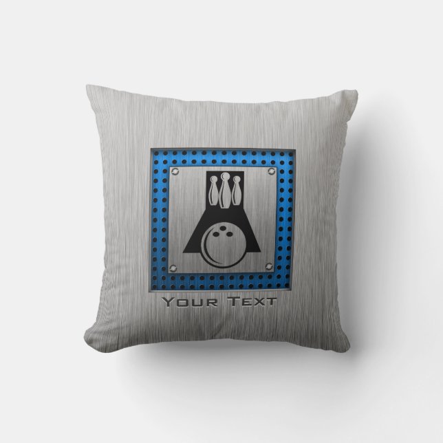 Bowler; Brushed metal-look Throw Pillow (Front)