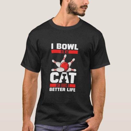 Bowler Cat Alley Team   League Bowling  T_Shirt