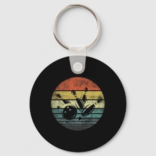 Bowler Gifts Retro Sunset Bowling Byll Silhouette Keychain
