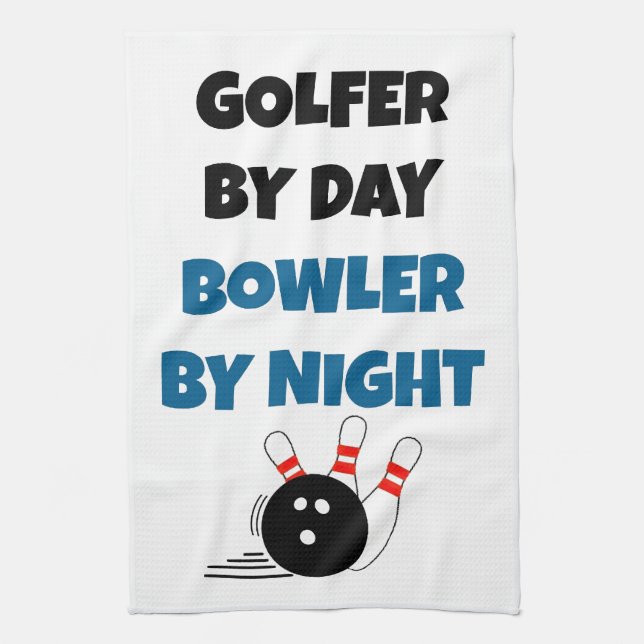 Bowler Golfer Kitchen Towel (Vertical)