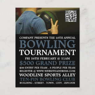 Bowler Portrait, Ten-Pin Bowling Tournament Flyer
