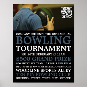 Bowler Portrait, Ten-Pin Bowling Tournament Poster