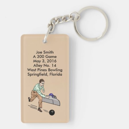 Bowlers 300 Game, Fully Customizable Text Keychain