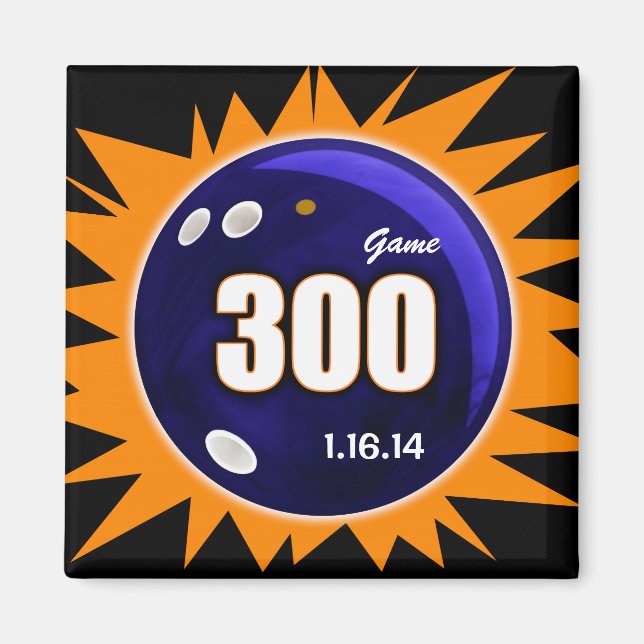 Bowler's 300 Perfect Game, Bowling Ball Design, Magnet (Front)