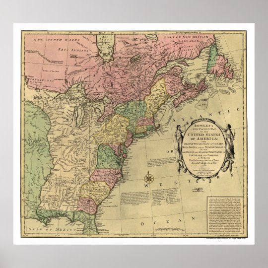 Bowles Map of America 1784 Poster | Zazzle.com