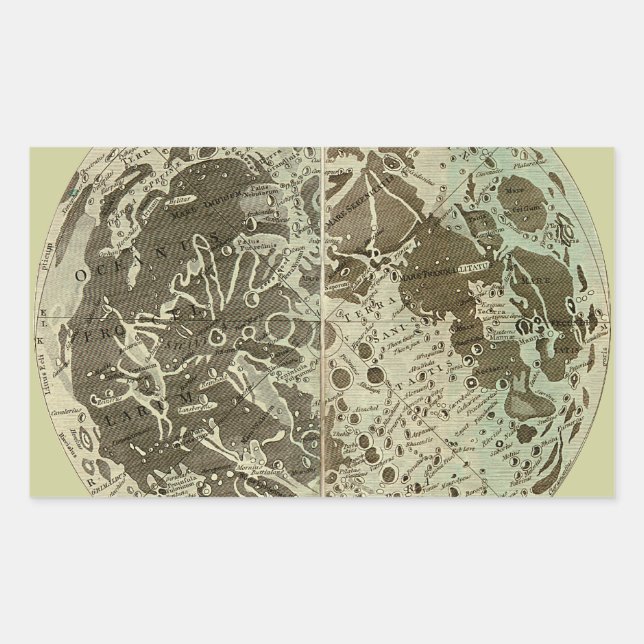 Bowles' Selenography or a Map of the Moon - 1780 Rectangular Sticker (Front)