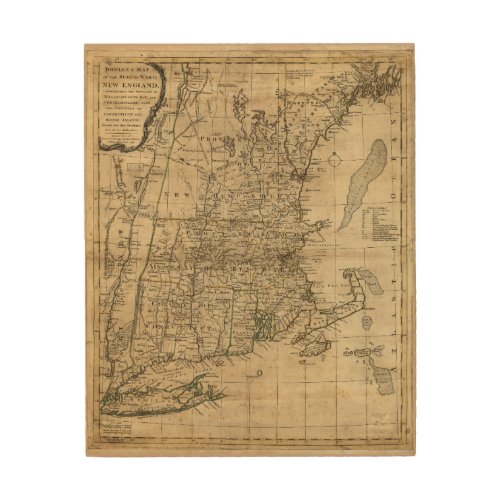 Bowless Map the Seat of War in New England 1776 Wood Wall Art