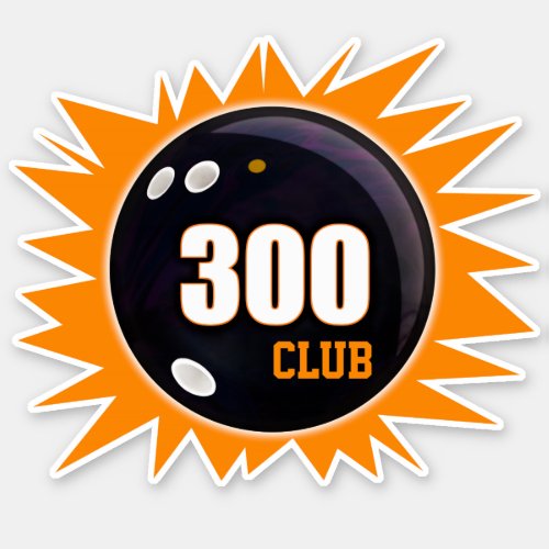 Bowling 300 Club Bowling Ball  Orange Vinyl Sticker