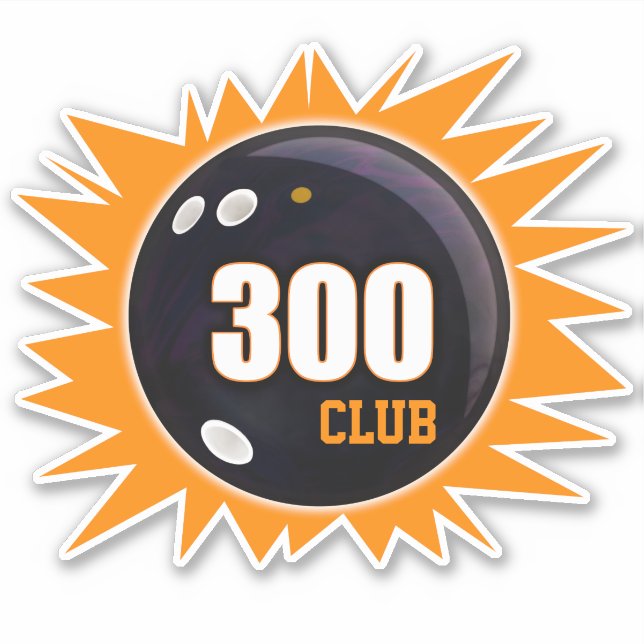 Bowling 300 Club, Bowling Ball & Orange, Vinyl Sticker (Front)