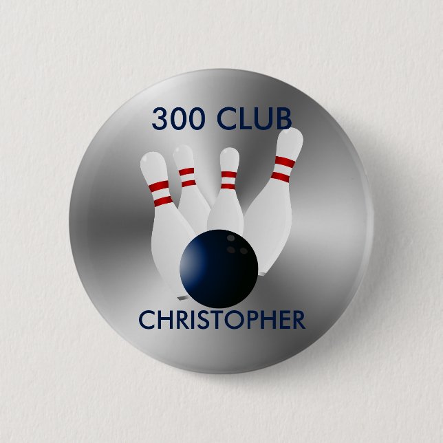 Bowling 300 Club Personalized Button (Front)