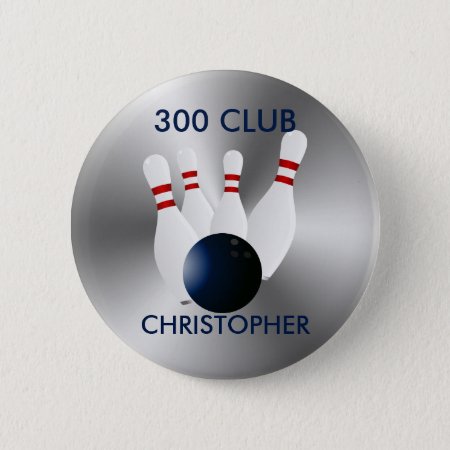 Bowling 300 Club Personalized Button