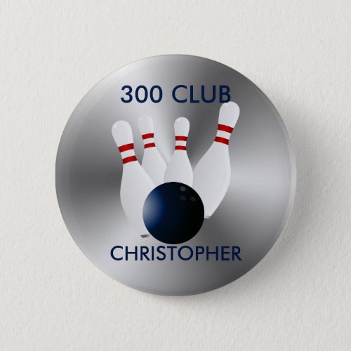 Bowling 300 Club Personalized Button