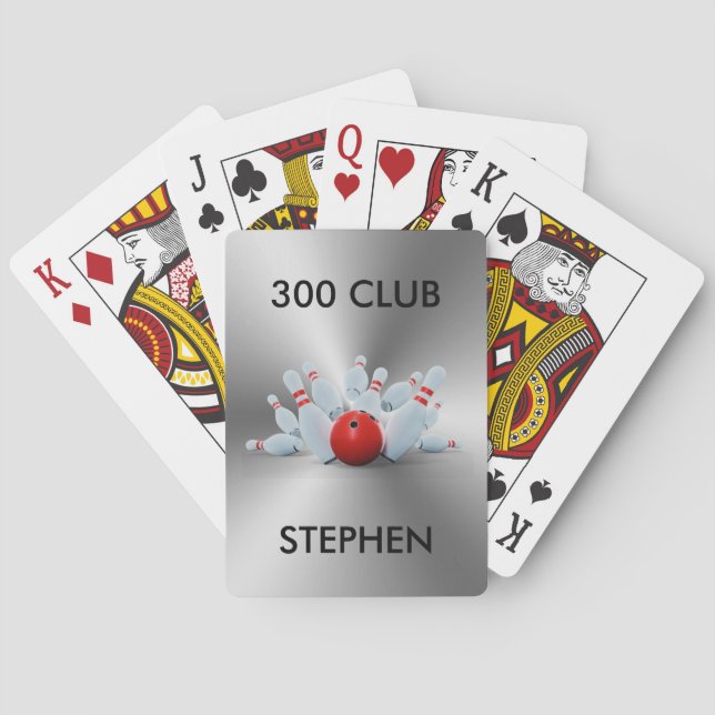Bowling 300 Club Personalized Poker Cards (Back)