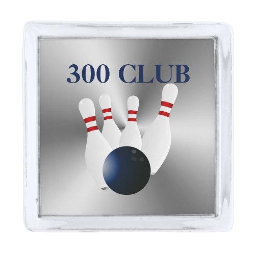 Bowling 300 Club Silver Finish Lapel Pin