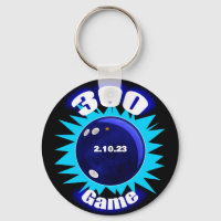 Bowling 300 Game Blues Aluminum Keychain