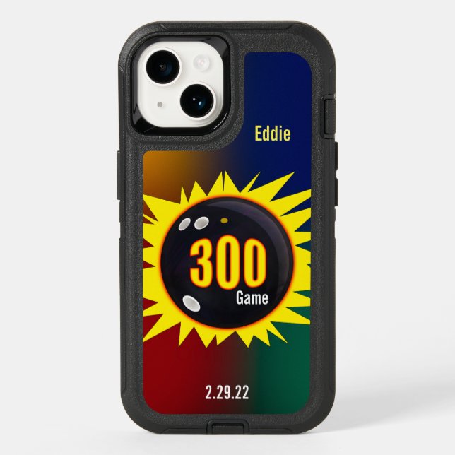 Bowling 300 Game Graphics in Yellow, iPhone Case (Back)