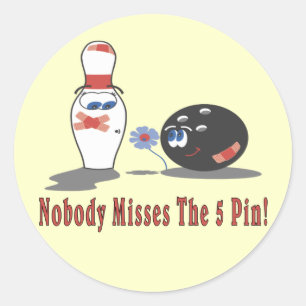 Bowling 5 Pin Classic Round Sticker