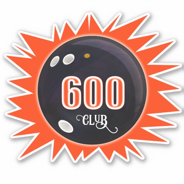 Bowling 600 Club, Bowling Ball with Red, Vinyl Sticker (Front)