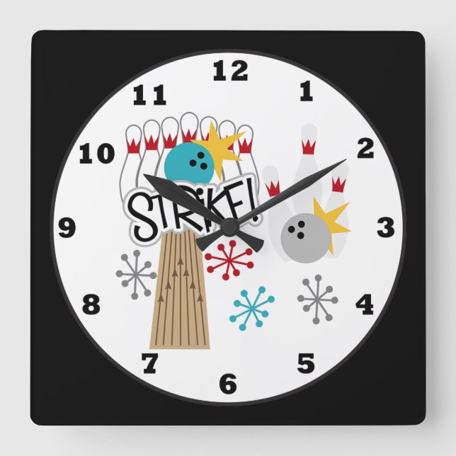 Bowling addicts fun wall clock (Front)