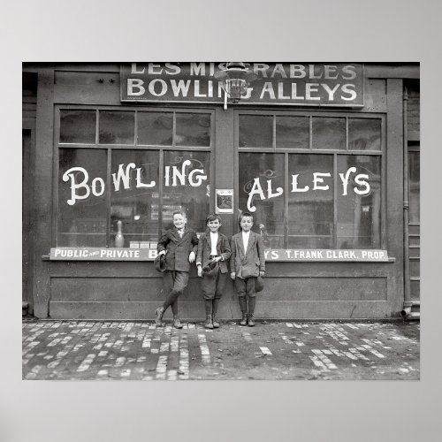 Bowling Alley 1911 Vintage Photo Poster