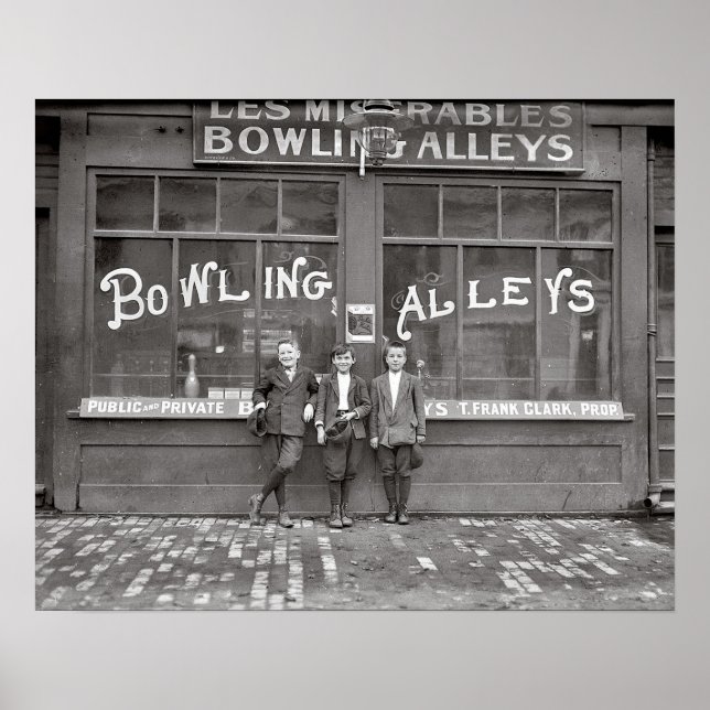 Bowling Alley, 1911. Vintage Photo Poster (Front)