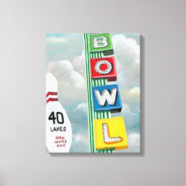 Bowling Alley Artwork Canvas Print (Front)
