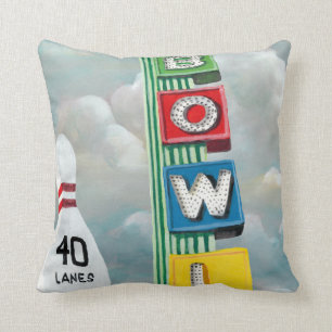 Bowling Alley Artwork Throw Pillow