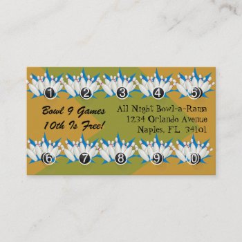 Bowling Alley Loyalty Rewards Business Punch Cards by layooper at Zazzle