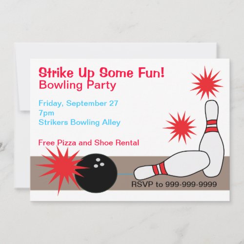 Bowling Alley Party Customizable Invitation