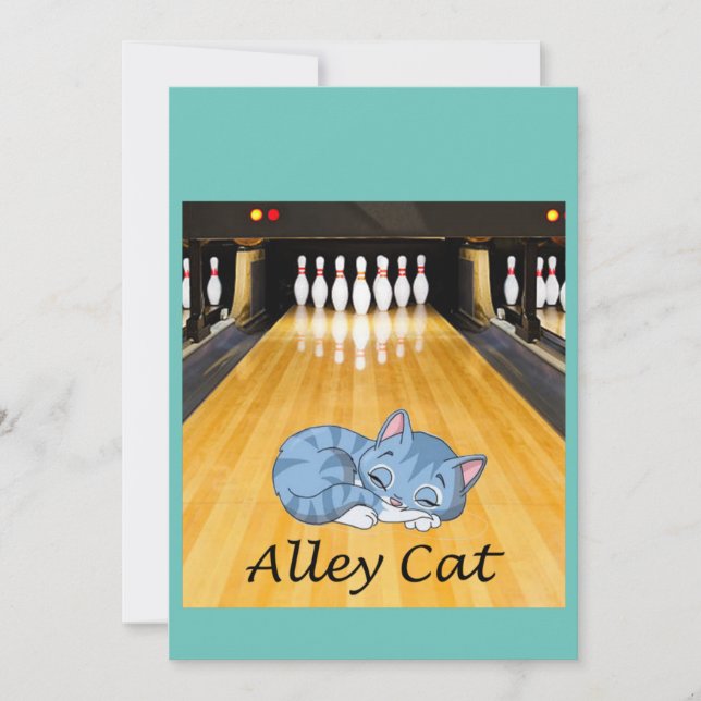 Bowling Alley Party starring the Napping Cat Invitation (Front)